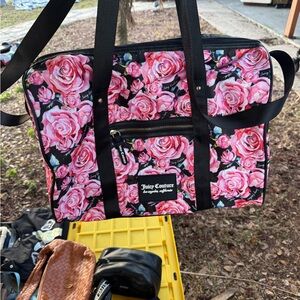 Juicy Couture Black and Pink Rose Travel Bag